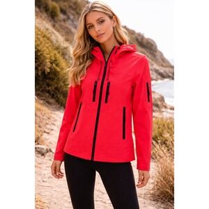 Pink Windbreaker Softshell Hooded Jacket Sporty Outdoor Full Zip‎ Medium